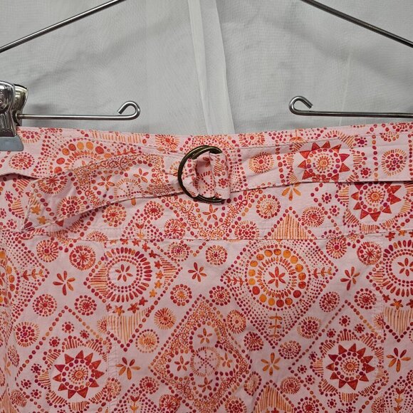 Pink Orange Boho Hippie Geometric Floral Belted Skort 10 - Picture 2 of 10